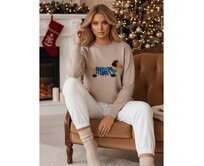 Dámský svetr s aplikací psa CHICPAWS béžový Béžová, S/M