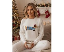 Dámský svetr s aplikací psa CHICPAWS krémový Ecru, S/M