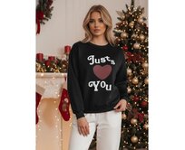Dámská oversize mikina s potiskem JUST LOVE YOU černá Černá, Univerzální