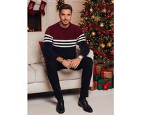 Pánský svetr pruhovaný tmavě modrý Námořnická modrá, M