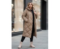 Dámská zimní prošívaná bunda s kapucí FEMACOAT khaki Khaki, S