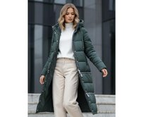 Dámská zimní bunda dlouhá zelená Černá, S