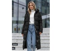 Dámská zimní bunda dlouhá černá Černá, S