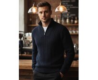 Pánský svetr s stojáčkem tmavě modrý Námořnická modrá, M