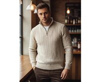 Pánský svetr s stojáčkem béžový Béžová, M