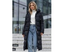 Dámská zimní dlouhá bunda, tmavě modrá Modrá, S