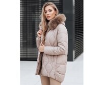 Dámská zimní bunda s kožešinou, béžová Béžová, M