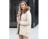 Dámská zimní bunda s kožešinou  ecru Ecru, M