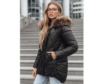 Dámská zimní bunda s kožešinou černá Černá, M