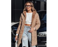 Dámská dlouhá prošívaná bunda, tmavě béžová Béžová, S