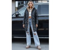 Dámská dlouhá prošívaná bunda, černá Černá, S