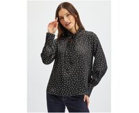 Černá dámská saténová puntíkovaná halenka Černá, 38