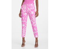 Růžovo-bílé dámské vzorované kalhoty Růžová, 34