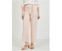 Světle růžové dámské kalhoty s příměsí lnu Růžová, 40