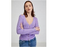 Fialový dámský kardigan s průstřihy Fialová, M