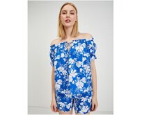 Modrá dámská květovaná halenka Modrá, 34