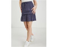 Tmavě modrá dámská vzorovaná sukně Modrá, 34