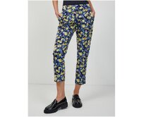 Žluto-modré květované zkrácené kalhoty Modrá, 34