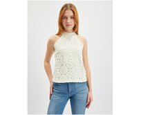 Krémový dámský krajkový top Krémová, 42