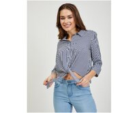 Bílo-modrá dámská pruhovaná košile s uzlem Modrá, 42