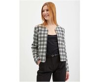 Černo-bílé dámské kostkované sako Bílá, 38