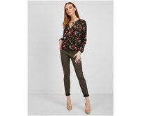 Červeno-černá dámská květovaná halenka Červená, 36