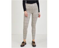 Béžové dámské zkrácené kárované kalhoty Béžová, S