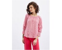 Tmavě růžová dámská pruhovaná halenka Růžová, 34