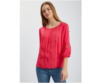 Tmavě růžová dámská halenka s krajkou Růžová, 34