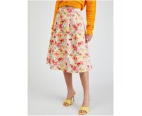 Krémová dámská květovaná sukně Krémová, 34