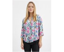 Světle modrá dámská květovaná halenka Světle modrá, 34