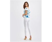 Modro-bílá dámská květovaná halenka Modrá, 42