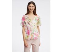 Růžovo-bílá dámská květovaná halenka Růžová, 36