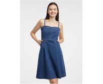 Tmavě modré dámské džínové šaty Modrá, 34