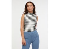 Černo-bílý dámský pruhovaný top Černá, L