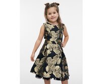 Holčičí květované šaty ve zlato-černé barvě Černá, 3