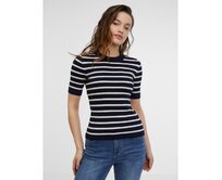 Tmavě modrý dámský pruhovaný úpletový top Modrá, S