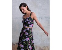 Černý dámský květovaný top Černá, 36