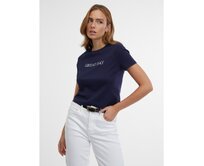 Tmavě modré dámské tričko Modrá, L