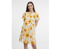 Žluto-béžové dámské květované šaty Béžová, 34