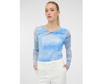 Modré dámské vzorované tričko s dlouhým rukávem Modrá, L