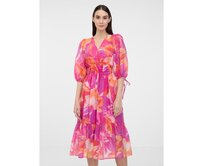 Tmavě růžové dámské midi šaty Růžová, 38