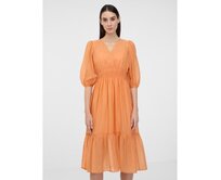 Oranžové dámské midi šaty Oranžová, 34