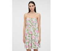 Béžové dámské šaty ke kolenům se lnem Béžová, 38