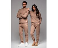 UNISEX souprava tepláková souprava ve stylu athleisure s kalhotami a mikinou - hnědá V16 Z109 Hnědá, XL/XXL