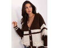 Hnědo-světle béžový svetr s ozdobnými knoflíky Hnědá, Univerzální