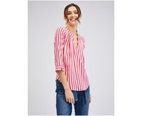 Bílo-růžová dámská pruhovaná halenka Růžová, 38