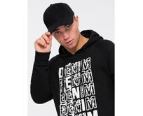 Pánská nepodšitá mikina klokanka s kapucí a potiskem V1 OM-SSPS-0158 černá Černá, L