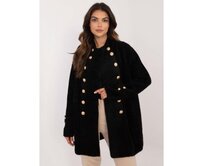 Dámský kabát z alpaky s knoflíky dvouřadový černý Černá, Univerzální