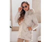 Dámská zimní prošívaná bunda LOVEINSIDE s kožešinou béžová Béžová, XXL